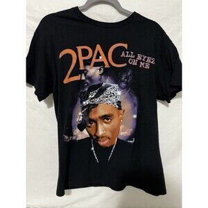 2 Pac Black Cotton T-Shirt All Eyez On Me Size M Music Rap